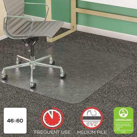 DEFLECTO Chair Mat 46"x60", Rectangular Shape, Clear, for Carpet CM14443F